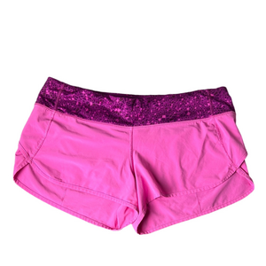 Lululemon Speed Shorts Sze 10 Pink Paradise Regal Plum Waistband Running Workout